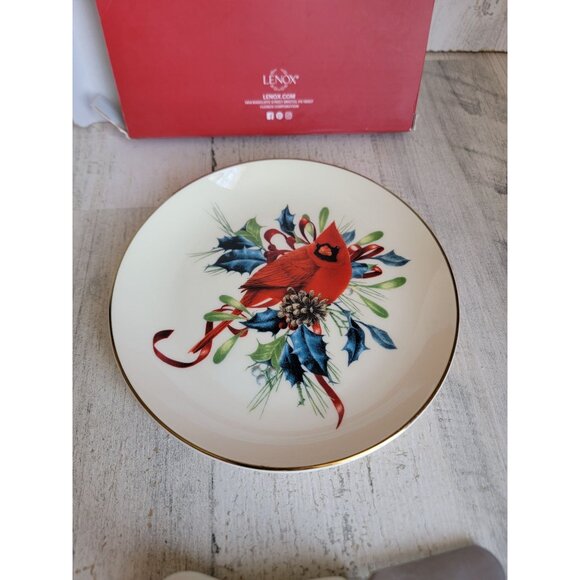 Lenox winter greetings cheese plate‎ Knife red cardinal Xmas set - Picture 3 of 6